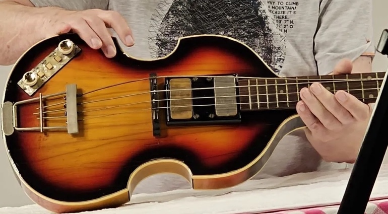 Paul McCartney reunited with stolen Beatles Höfner bass