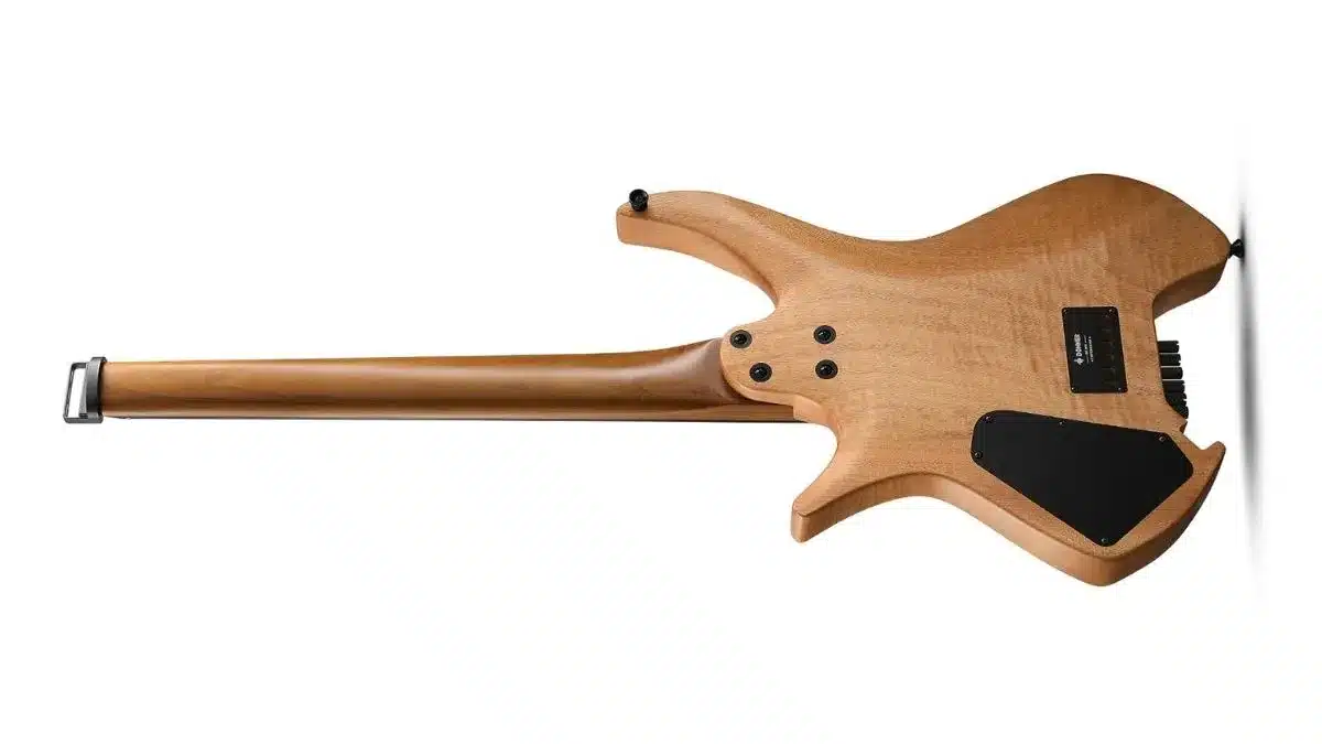 A sleek Donner HLX-500 headless electric guitar in Pearl White, featuring a compact ergonomic body, HSS pickup configuration, and a rosewood fingerboard without a headstock.