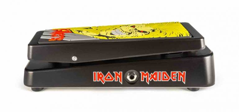 Jim Dunlop Iron Maiden Killers Cry Baby Wah pedal featuring Eddie mascot artwork and Iron Maiden logo.