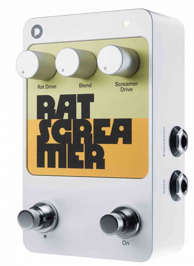 Polyend Endless effect pedal featuring a machined-aluminum chassis, three silver control knobs, and dual footswitches on a minimalist faceplate