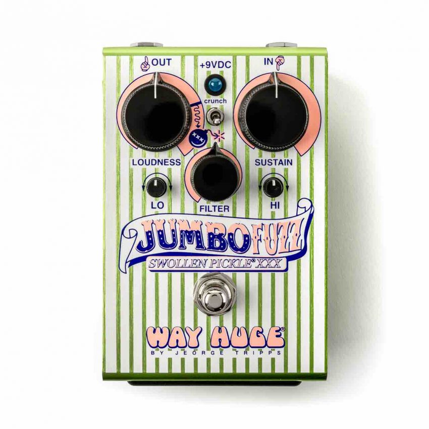 Way Huge Limited Edition Swollen Pickle XXX Jumbo Fuzz pedal with special 30th-anniversary artwork and high-gain control knobs.