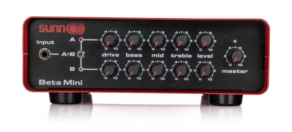 Sunn Beta Mini amplifier front view showing dual channel controls and orange knobs