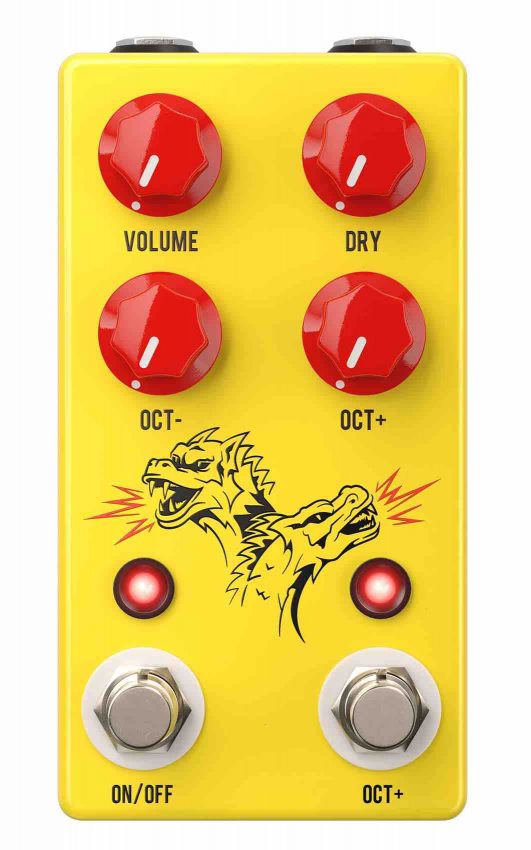 JHS Pedals Double Dragon Lo-Fi Octave Device in a white enclosure with dual footswitches.
