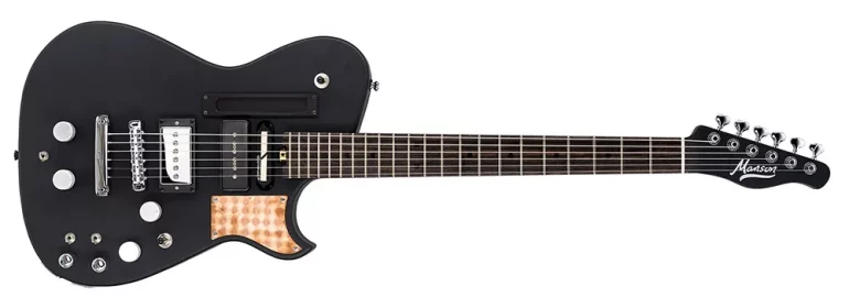 Manson Guitar Works Matt Bellamy Black Edition electric guitar with integrated Z-Vex Fuzz Factory and MIDI controller strip.