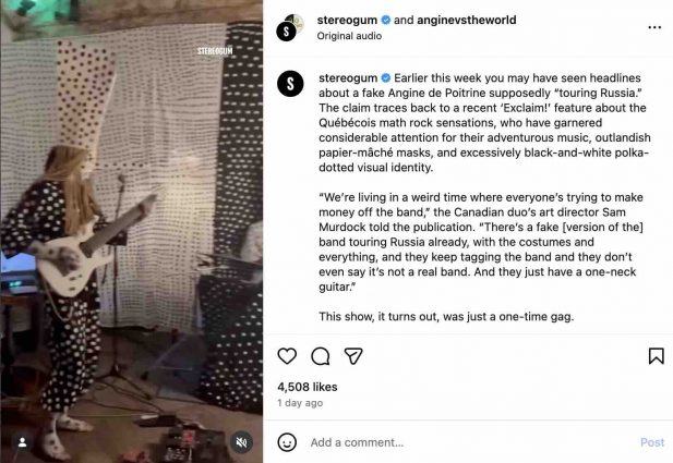 Stereogum Instagram post