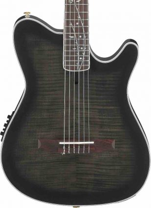 Ibanez TOD10N Tim Henson Tree of Death Thinline Acoustic Guitar in Black Burst Fade Low Gloss